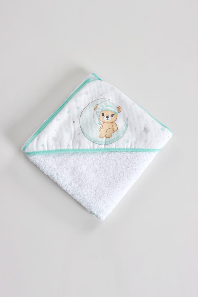 Bear in the Moon Printed Baby Towel