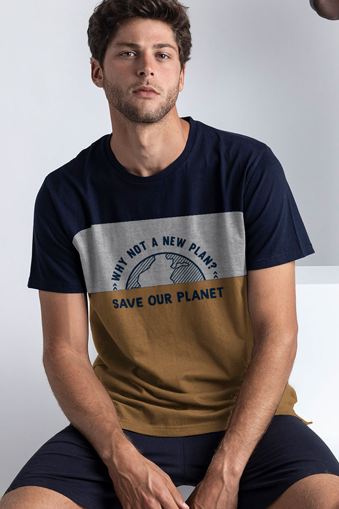 Save Our Planet Man Short Sleeve Printed Pyjama Set