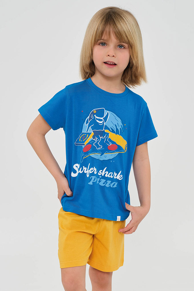 Surfer Shark Boy Teenager Printed Short Sleeve Pyjama Set