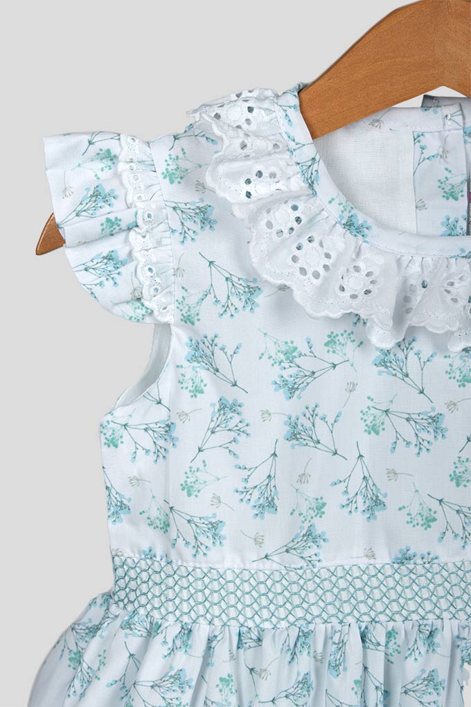 Laced Flowers Printed Baby Dress
