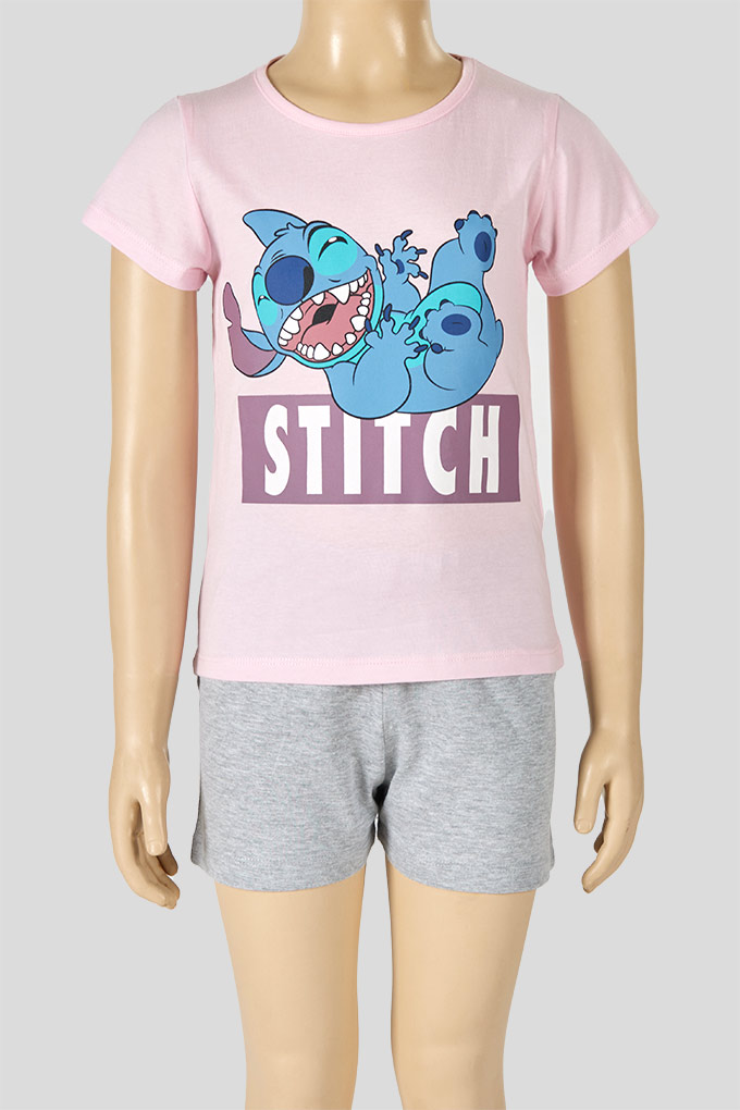 Pijama Estampado Manga Curta Menina Stitch_1