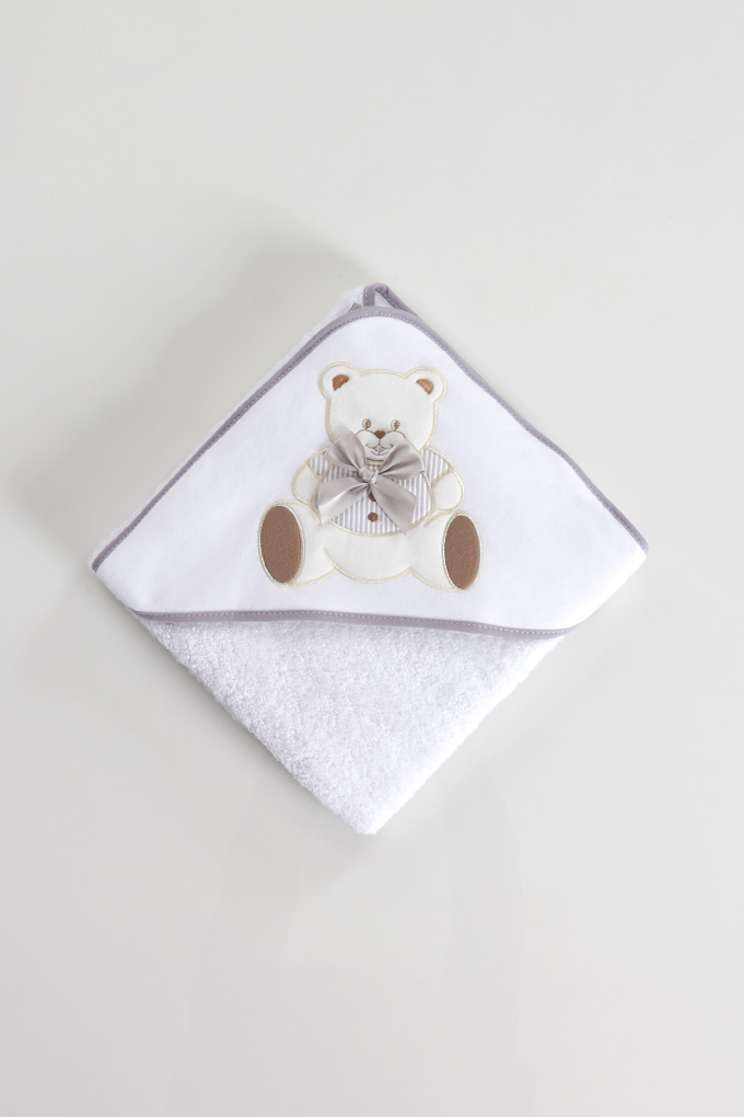 Bear w/ Bow Embroidered Baby Towel