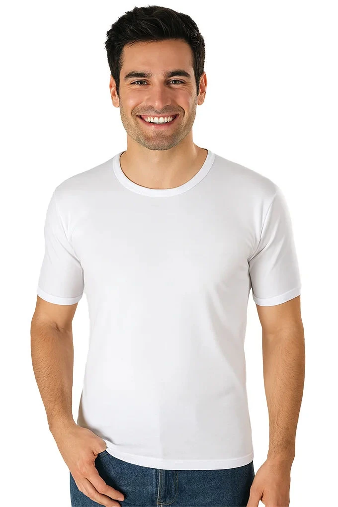 Man Thermal White Short Sleeves Shirt