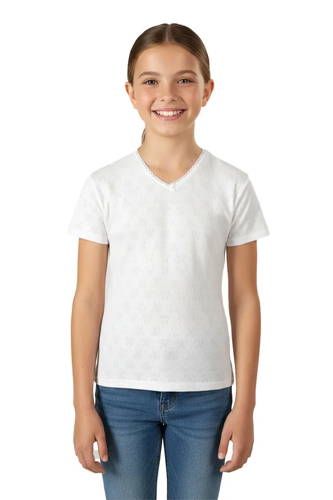 Girl Jacquard Short Sleeves Shirt