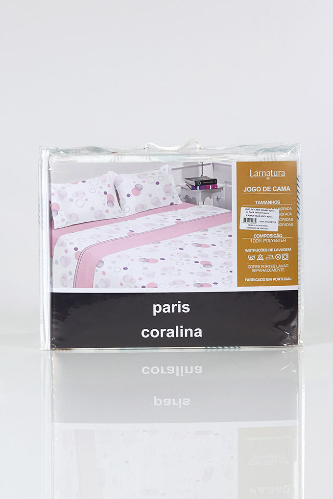 Paris Printed Coral Set Sheets w/ Fitted Sheet