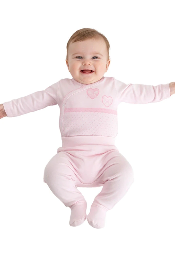 Thermal Open Side Printed Bodysuit w/ Pants 2 Hearts
