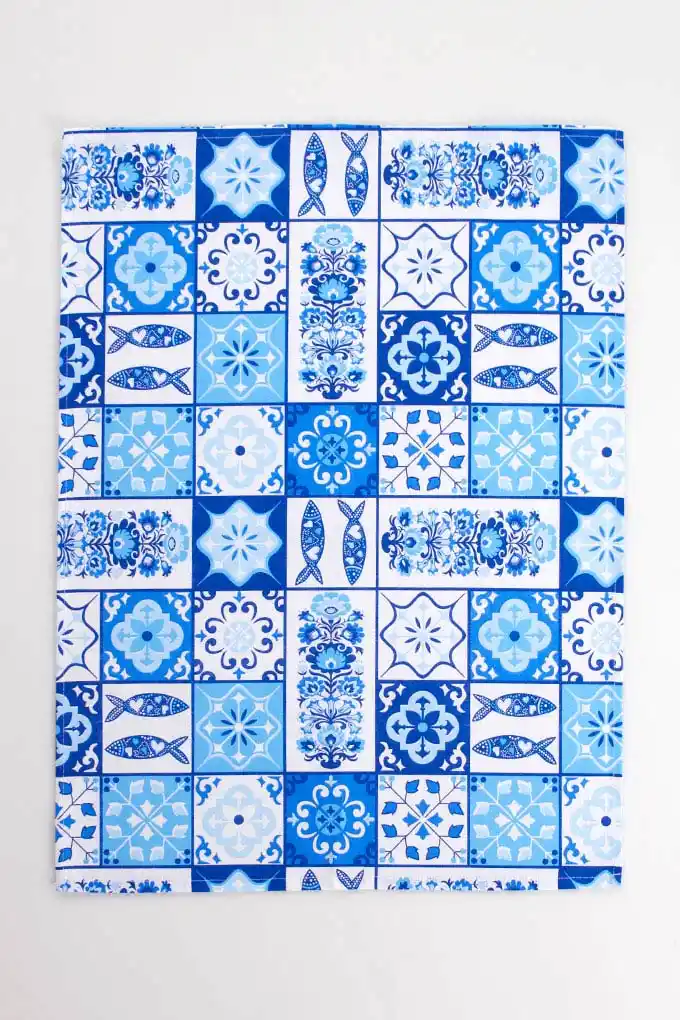 Paños Cocina Regionales Azulejo Azul