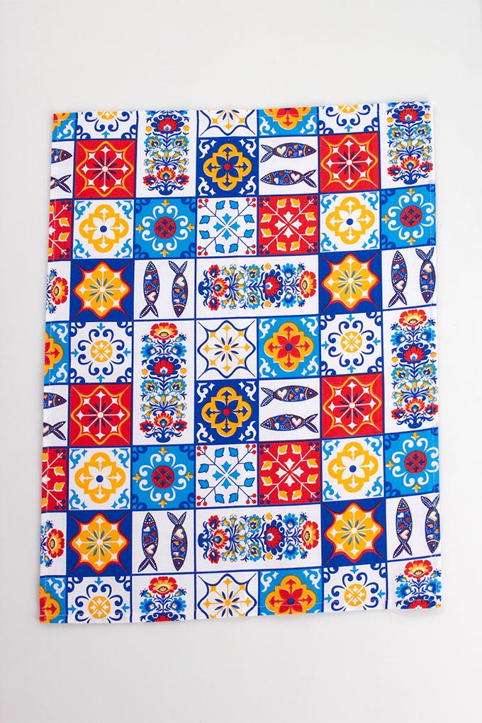 Colorful Tiles Traditional Kitchen Cloths