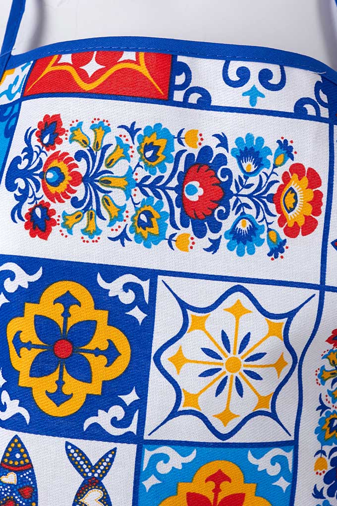 Colorful Tiles Traditional Kitchen Aprons