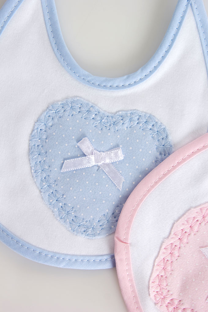 Hearts Embroidered Bibs