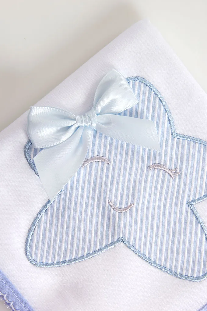 Star w/ Bow Embroidered Burp Cloth