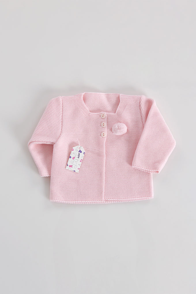Knitted Baby Jacket w/ Pompom