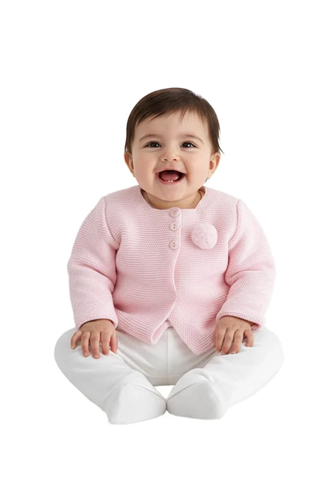 Knitted Baby Jacket w/ Pompom