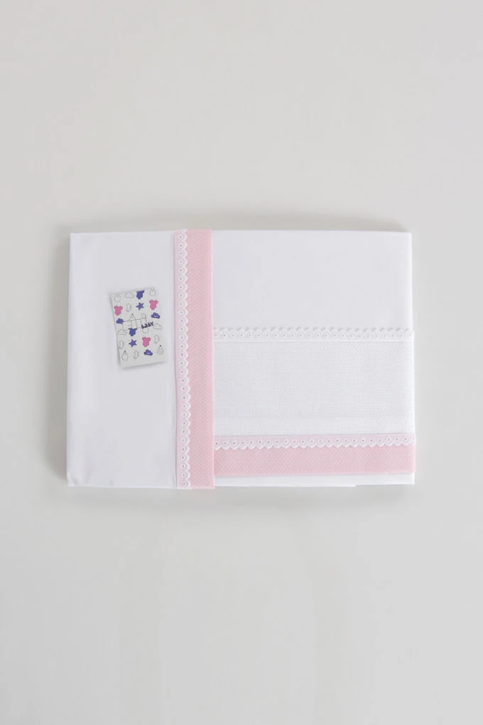 Cotton Baby Sheets Set f/ Embroidery