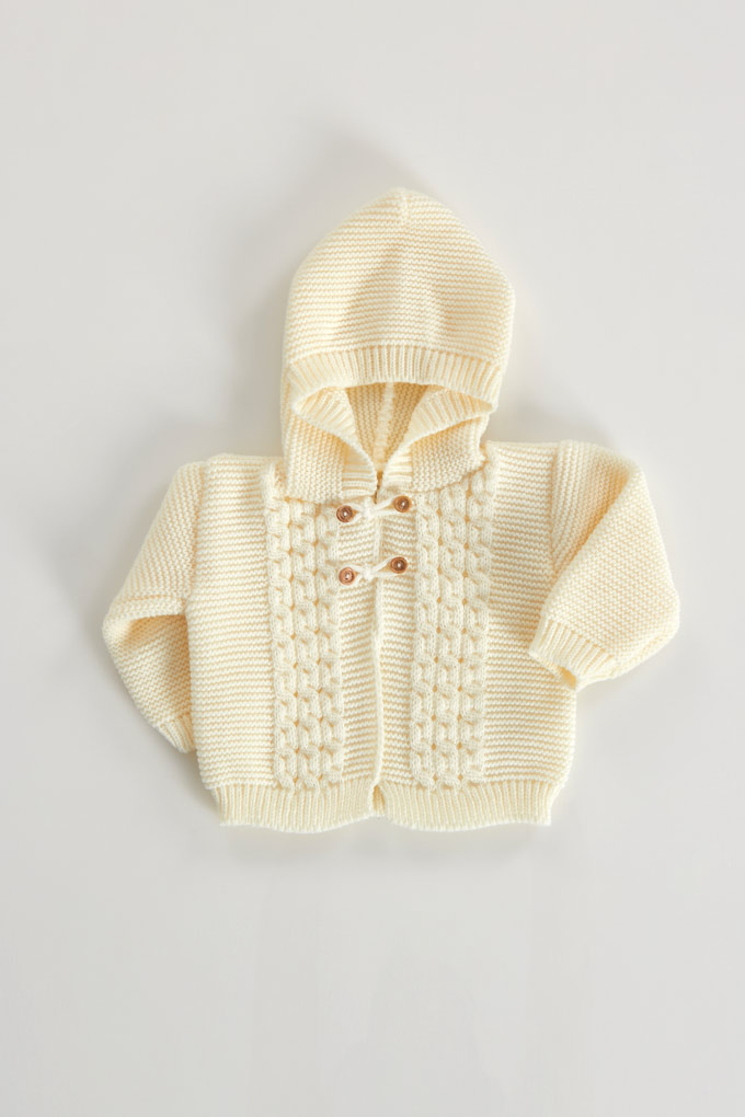 Knitted Braid Baby Jacket w/ Hoodie