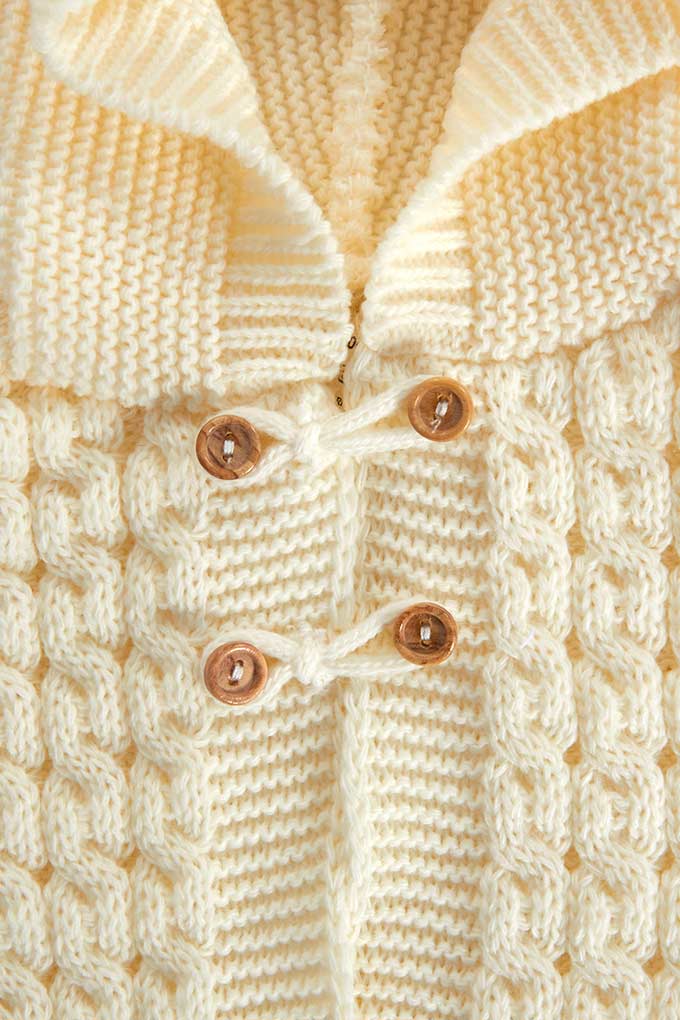 Knitted Braid Baby Jacket w/ Hoodie
