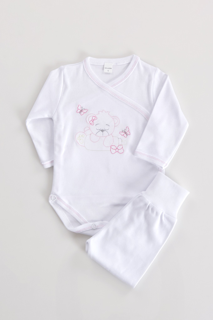 Little Bear Open Side Thermal Embroidered Bodysuit w/ Pants
