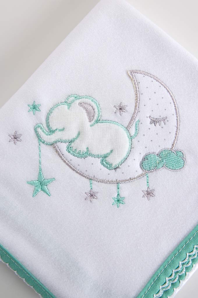 Moon Elephant 2 Embroidered Burp Cloth