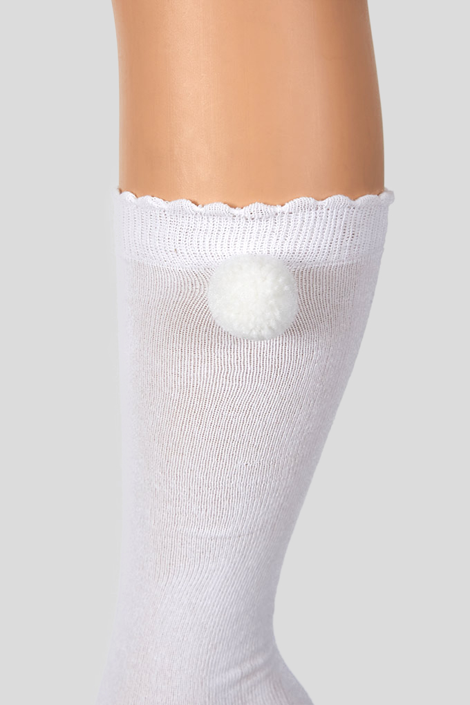 Girl Knee High Socks w/ Pompom