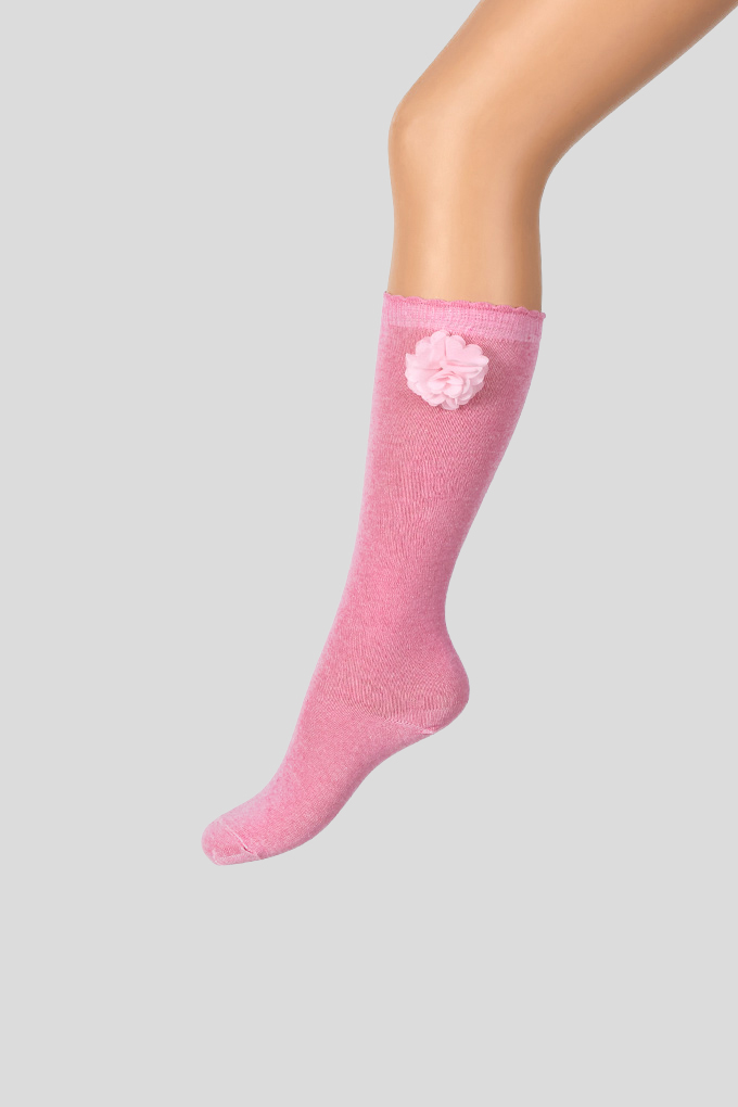 Girl Knee High Socks w/ Flower