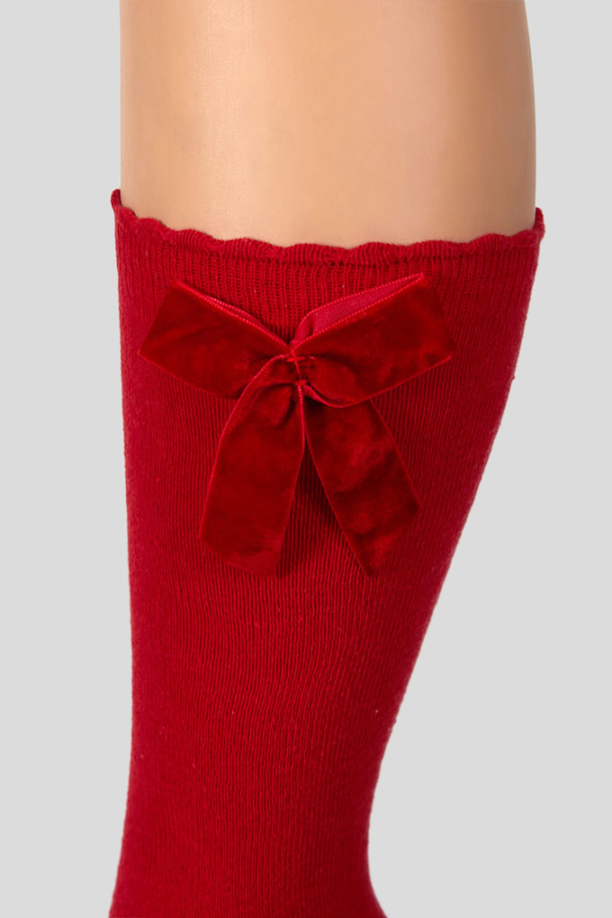 Girl Knee High Socks w/ Velvet Bow