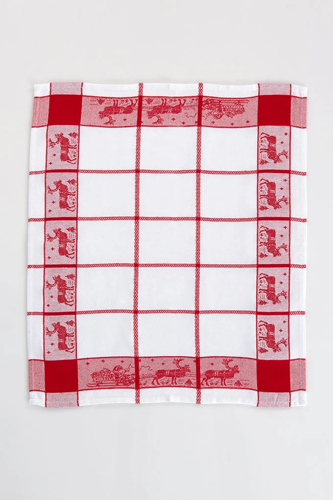 Reindeer Squares Jacquard Kitchen Cloths