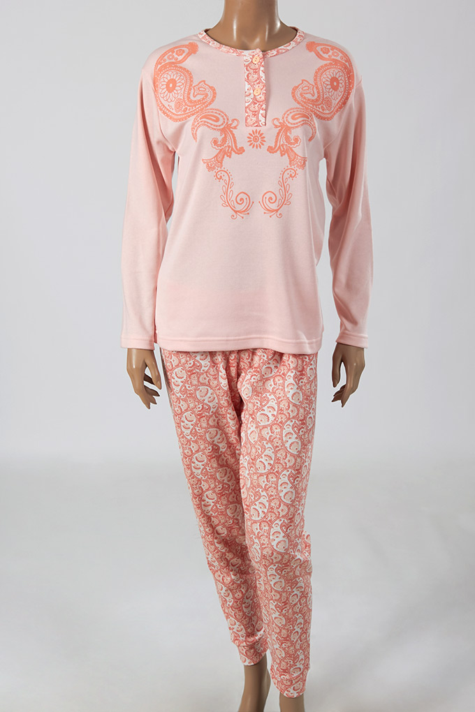 Woman Thermal Printed Pyjama Set w/ Buttons