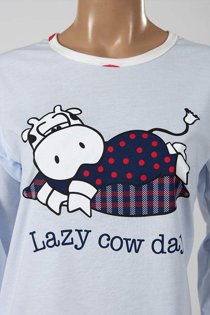 Pijama Estampado s/ Carda Senhora Lazy Cow Day_3