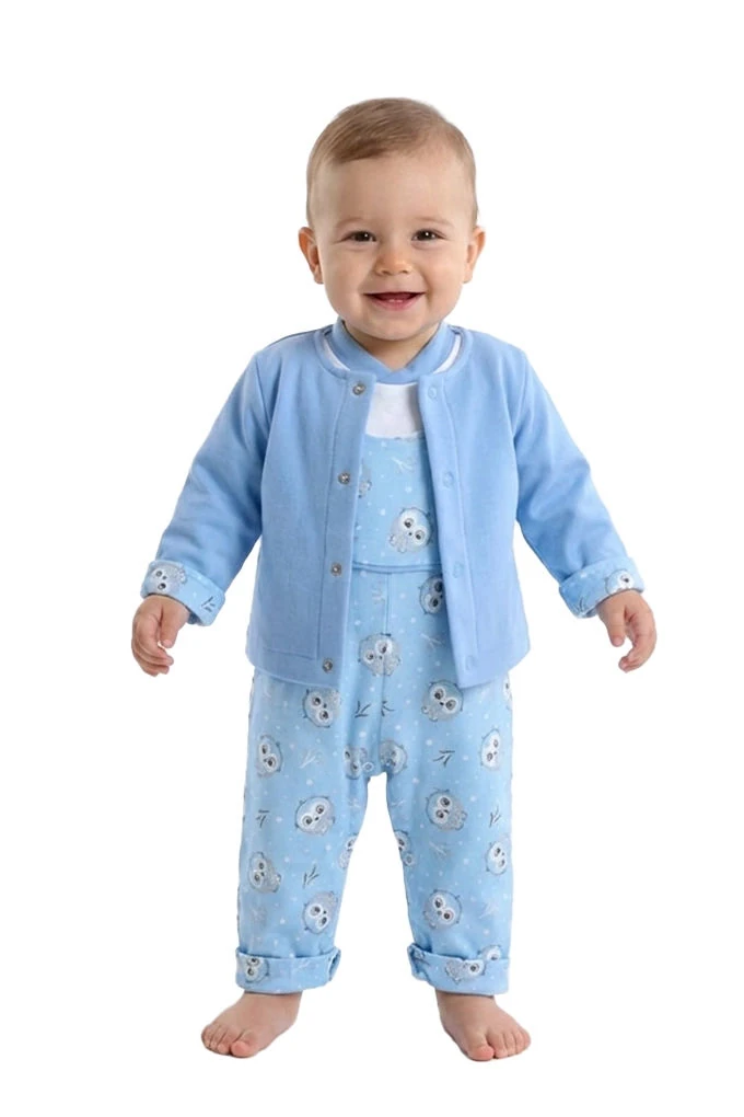 Owl Printed Baby Romper w/ Jacket