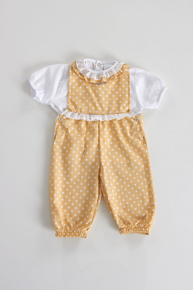 Dots Printed Romper Baby w/ Lace