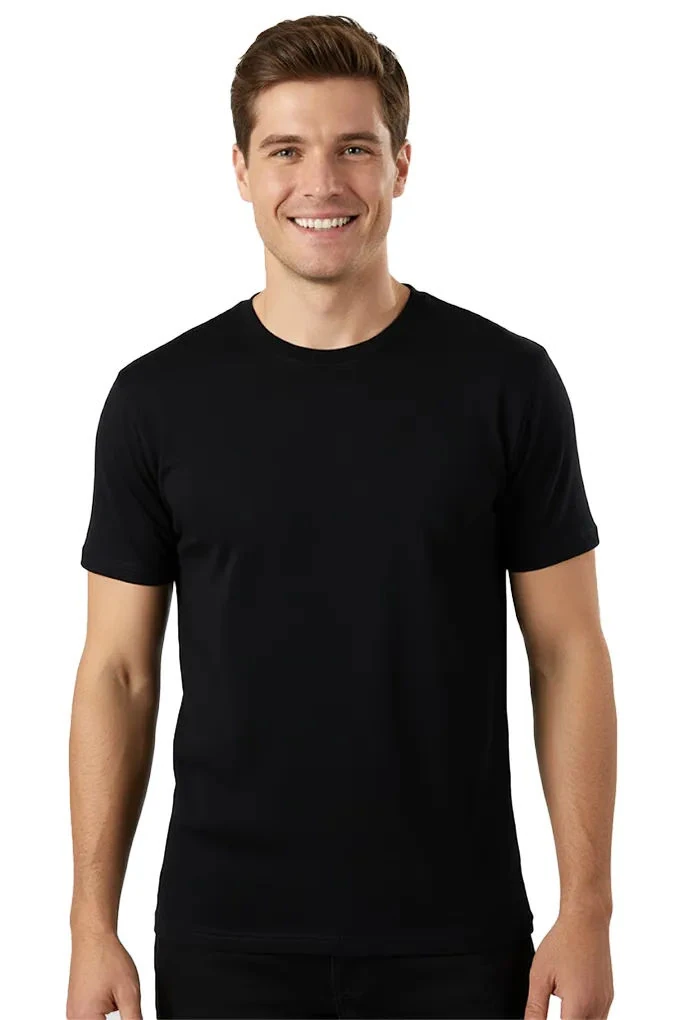 Unisex Black Plain T-shirt
