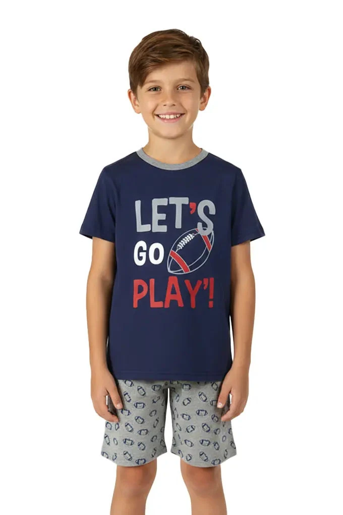 Lets Go Play Boy Printed Short Sleeve Pyjama Set