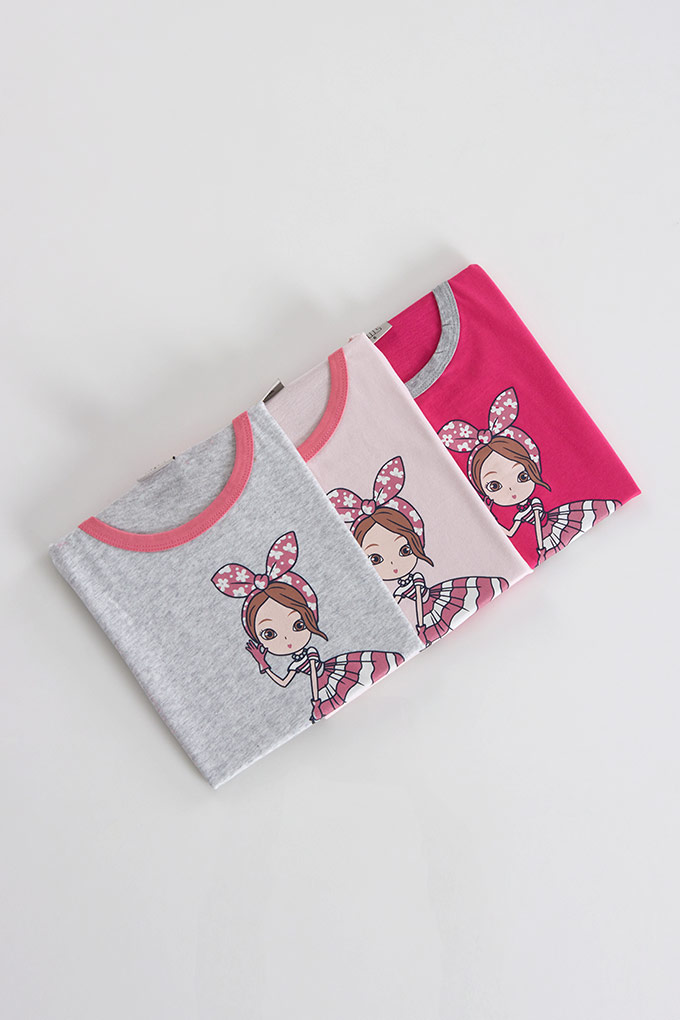 Little Girl Printed Short Sleeve Pyjama Set