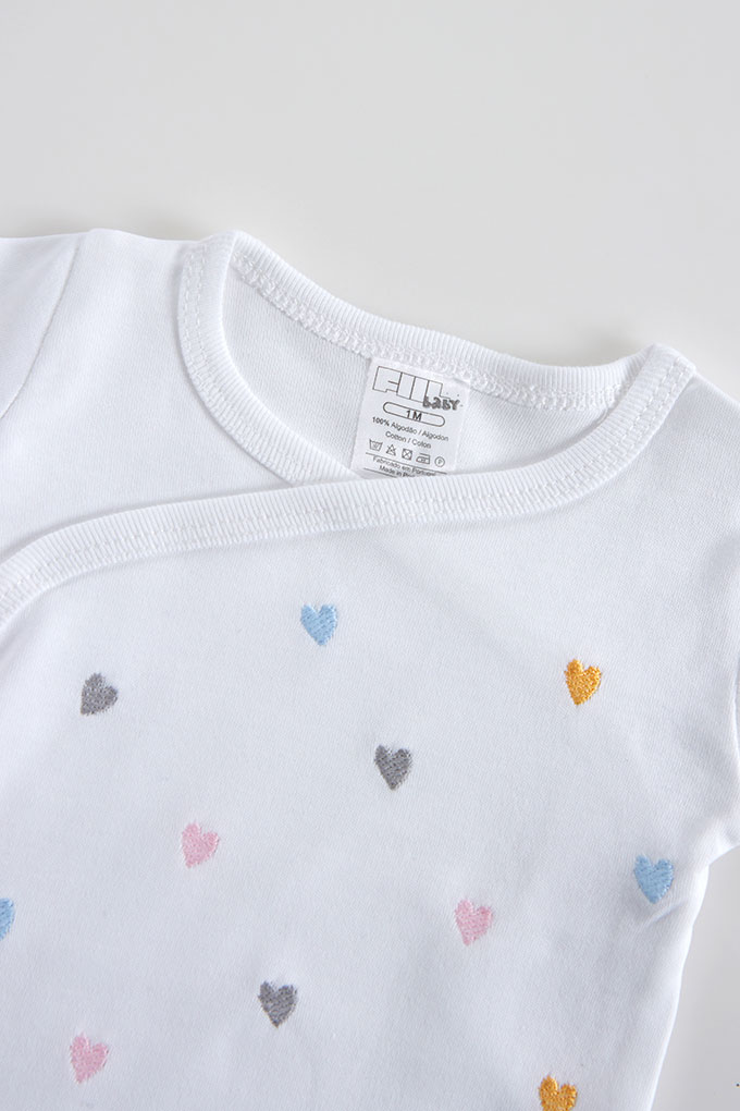 Colorful Hearts Open Side Embroidered Bodysuit
