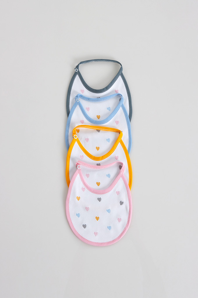 Colorful Hearts Embroidered Bibs