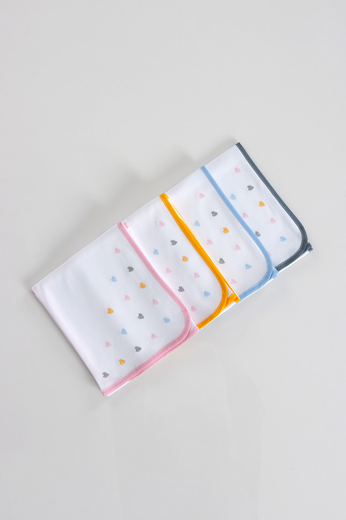 Colorful Hearts Embroidered Burp Cloth