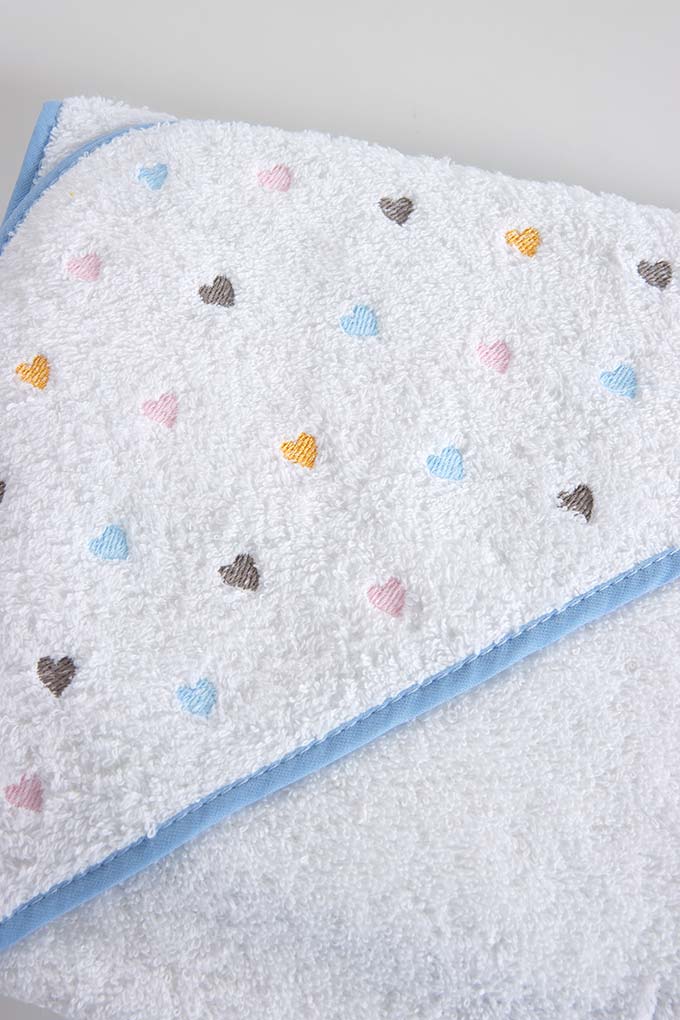 Colorful Hearts Embroiderd Baby Towel
