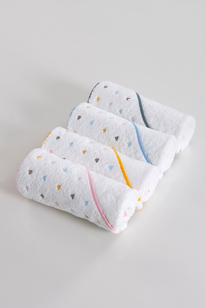 Colorful Hearts Embroiderd Baby Towel