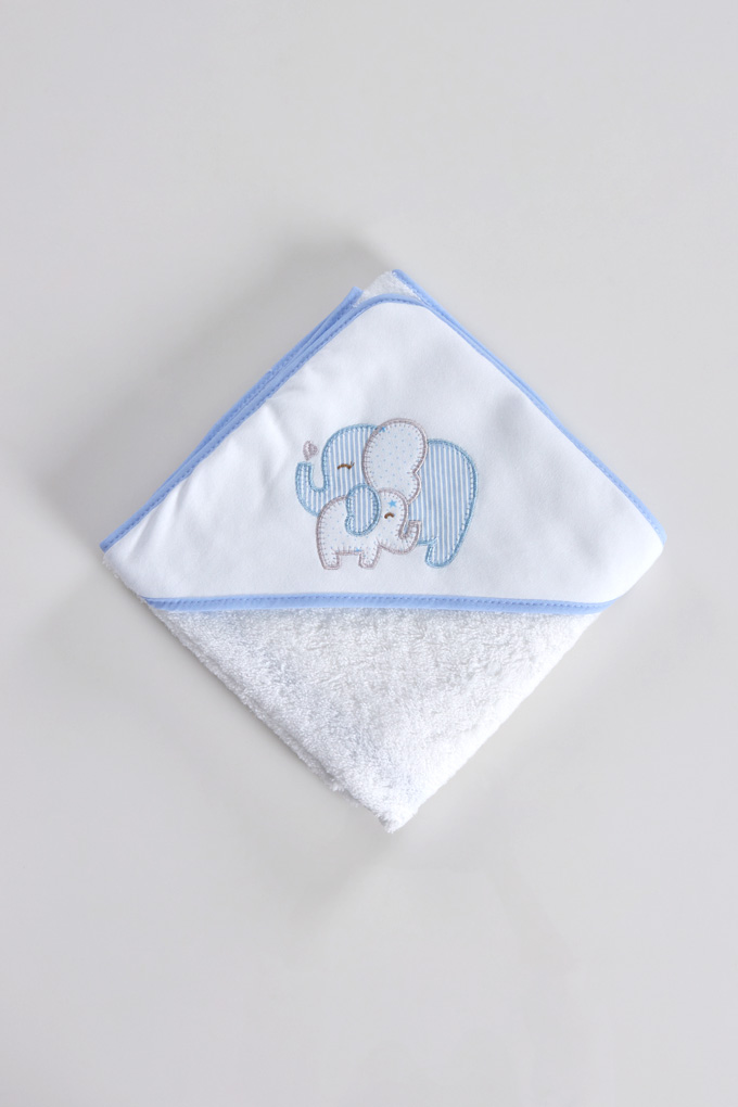 Elephant Family Embroidered Baby Towel