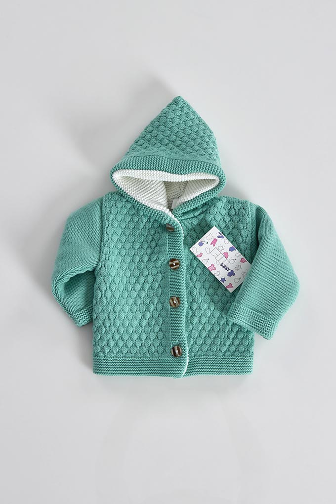 Knitted Baby Jacket w/ Hoodie