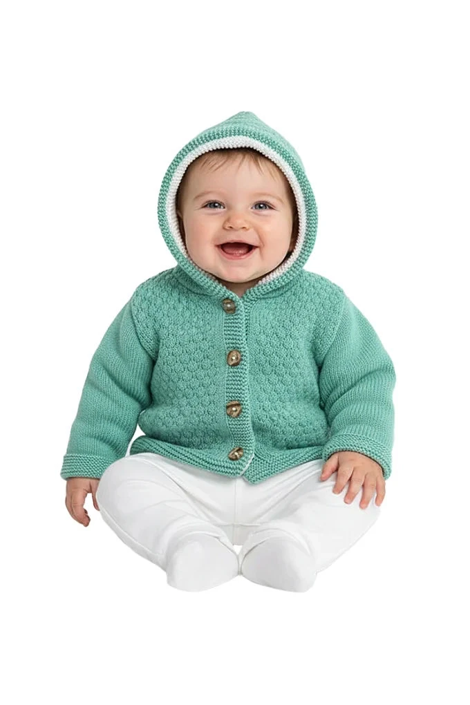 Knitted Baby Jacket w/ Hoodie