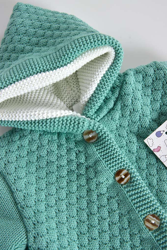 Knitted Baby Jacket w/ Hoodie