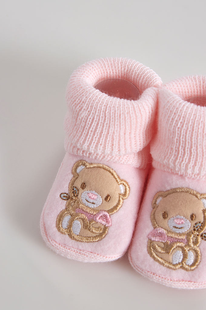 Little Bear Embroidered Baby Booties