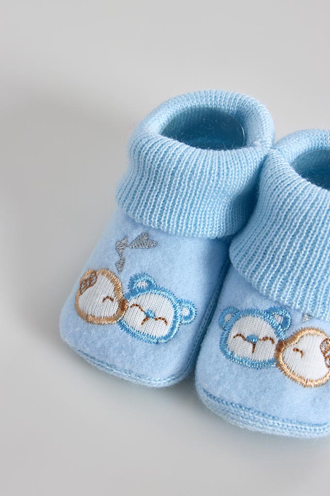 Bear in Love Embroidered Baby Booties