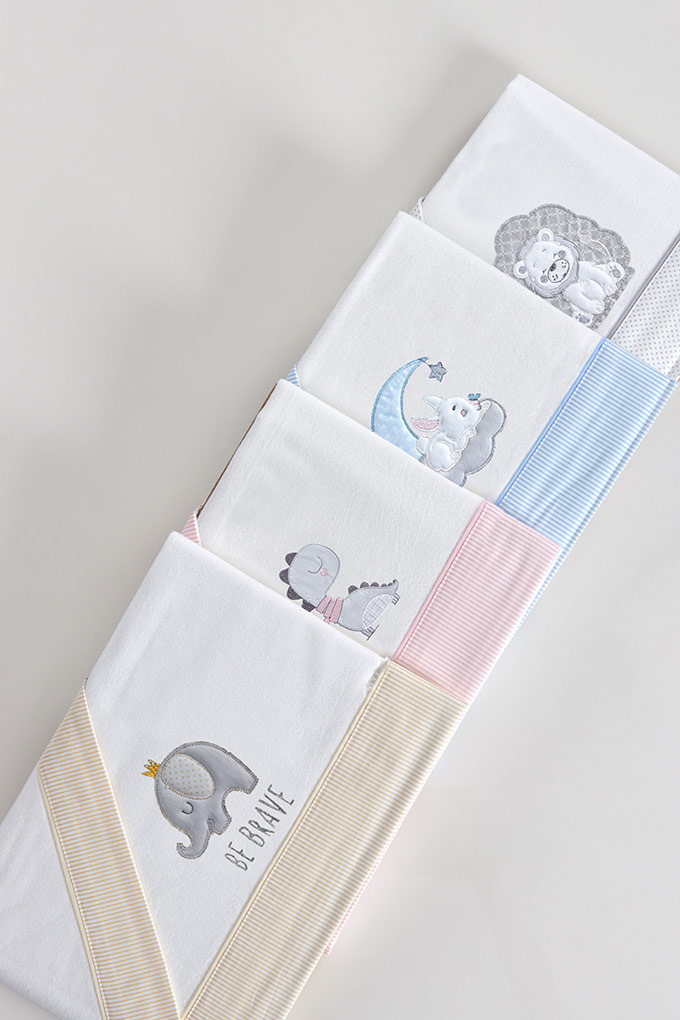 Flannel Embroidered Assorted Baby Sheets Set