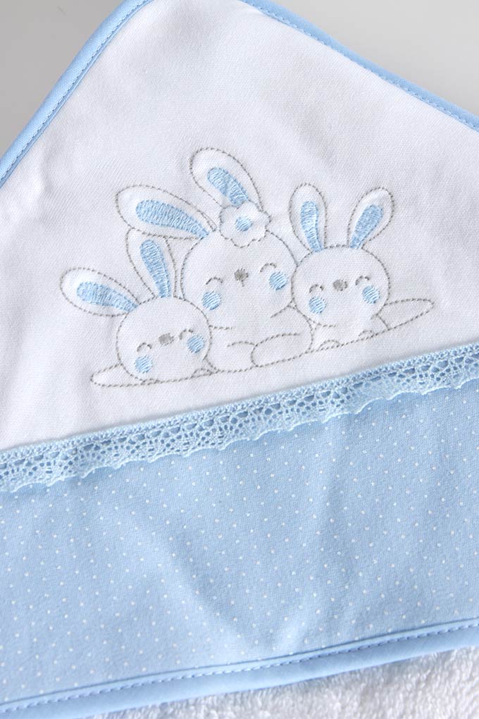 3 Bunnies Embroidered Baby Towel