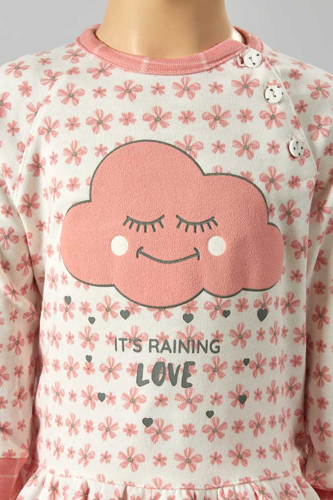 Pijama Estampado Cardado Niña Its Raining Love