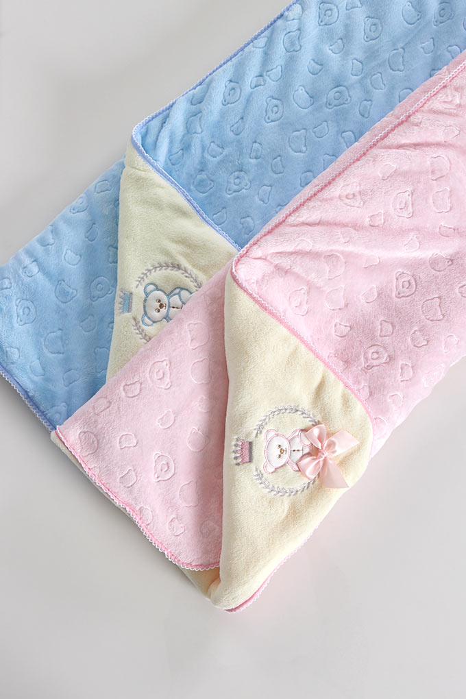 Prince Bear Embroidered Engraved Baby Blanket