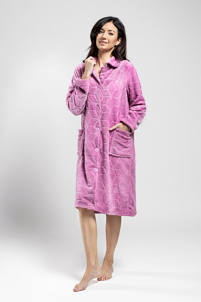 Woman Embossed Coral Robe