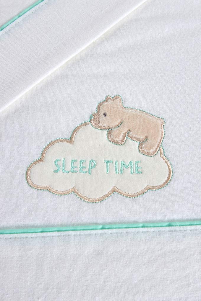 Sleep Time Embroidered Flannel Baby Sheets Set